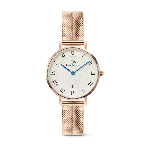 Đồng hồ Petite Roman Numerals Date - Vàng hồng